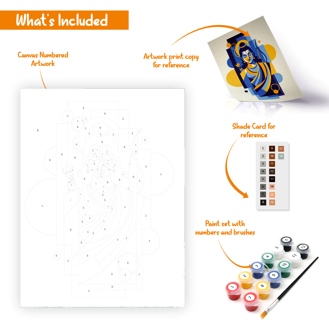 Lord Rama Painting, Paint-By-Numbers DIY kit