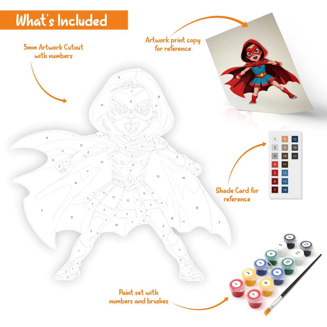 Cute Action Girl cutout DIY painting kit